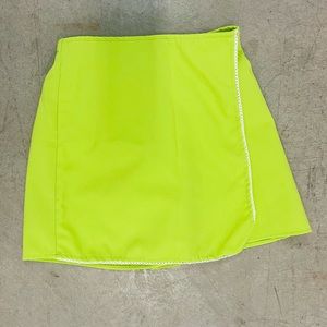 vintage 90s dayglo green mini skort